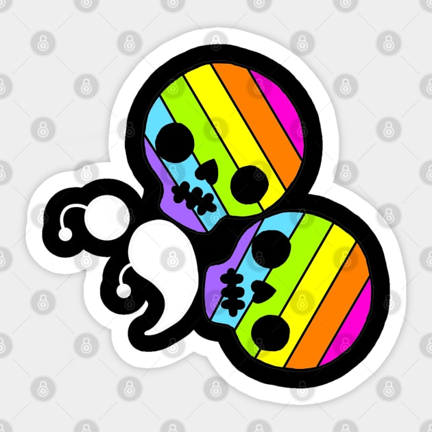 Rainbow Skulls Semicolon Butterfly Sticker by birdiestreasuretrove